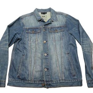 Bullhead Denim Co‎ Denim Jacket Mens Large Blue Cotton Pockets Button Front Y2K